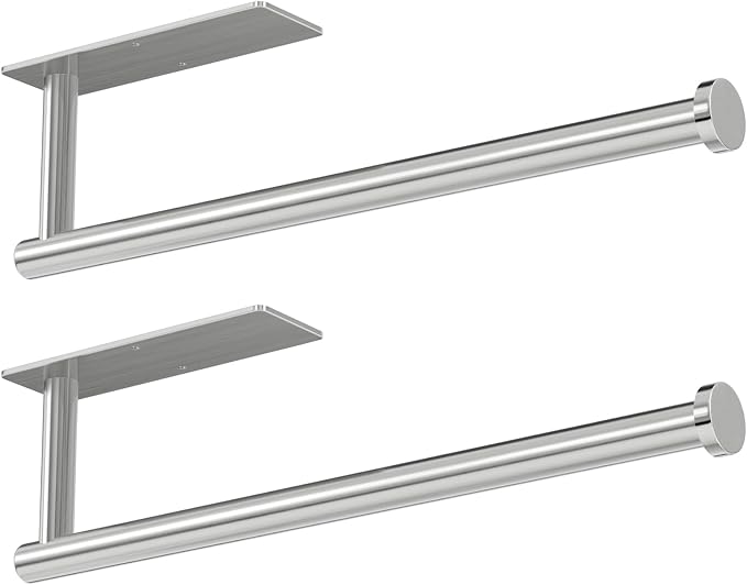 Paper Towel Holder, Self-Adhesive or Drilling， Brushed Nickel, 2 Pack by niffgaff