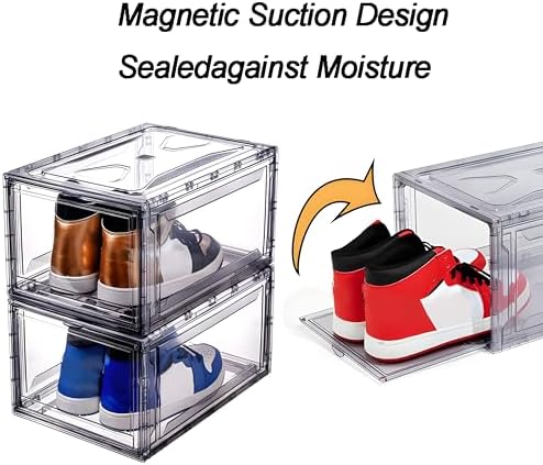 12 Pack Acrylic Clear Shoe Boxes– Ultra Clear Plastic Stackable Sneaker Storage - Image 4