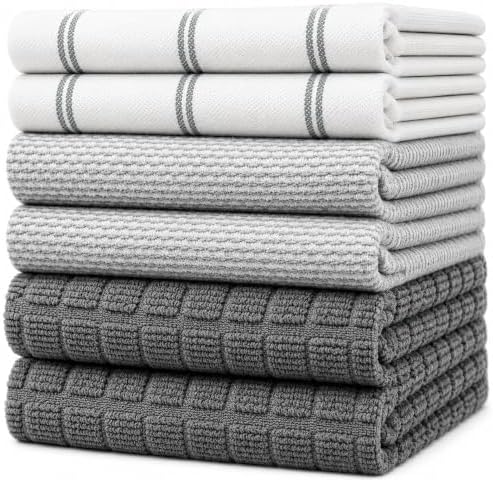Premium Kitchen Towels 6 Pack 100% Cotton by BumbleTowels
