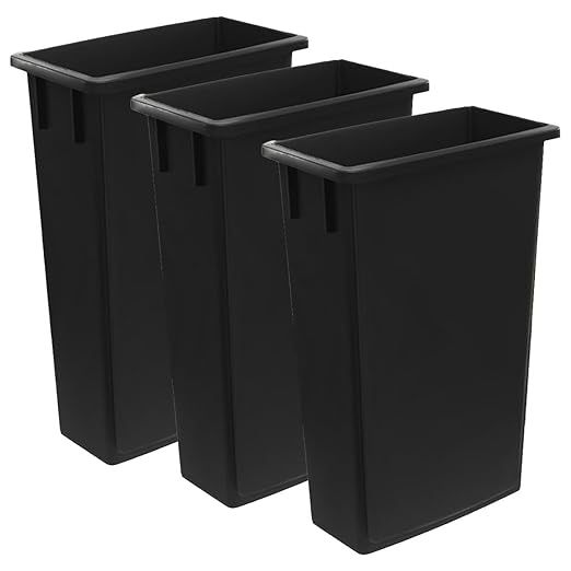 3 Pack 23 Gallon Waste Bin, Heavy-Duty Trash Can, Slim Rectangular Garbage Bin, Durable Waste Container, Recycling Bin, Plastic Wastebasket for Kitchen, Garage, Hotels, Restaurants, Office