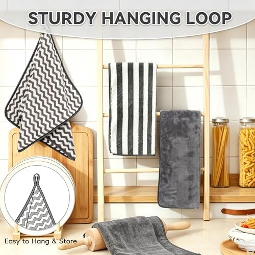 Microfiber Cleaning Cloths, 6 Pack Gray Kitchen Towels - Image 2