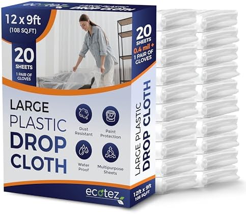 20 Pack 12 x 9 ft Extra Large Plastic Drop Cloth by Ecotez
