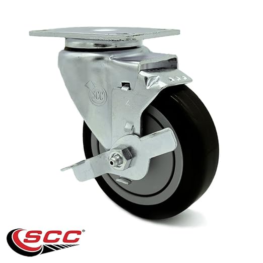 Service Caster Brand Replacement Caster for Uline Caster H-5539SWB - Swivel Top Plate Caster with 4 Inch Black Polyurethane Wheel and Top Lock Brake - Fits Carts, Dollies and Poly Box Trucks H-1956