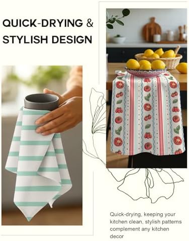 Miss Adola 2 Pack 150GSM Flour Sack Kitchen Towels, Stripe Fruit - Image 4