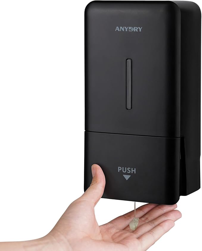 anydry Liquid Hand Soap Dispenser Wall Mounted 27oz Large Capacity Black | by ANYDRY