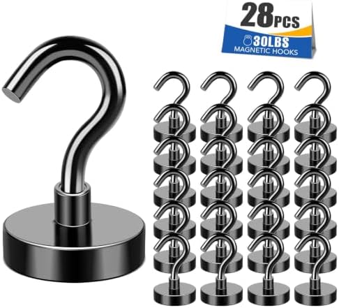 MIKEDE 28Pcs Magnetic Hooks Strong Cruise Cabin Ship Essentials 30LBS Black by MIKEDE