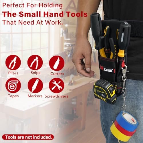 KUNN Small Tool Pouch with Belt Clip, Utility Tool Organizer with Tape Measure - Image 4
