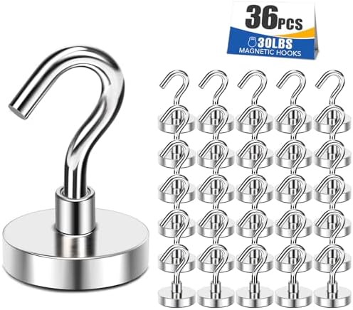 MIKEDE Magnetic Hooks 30lbs Strong Magnets Hook 36 Pack by MIKEDE