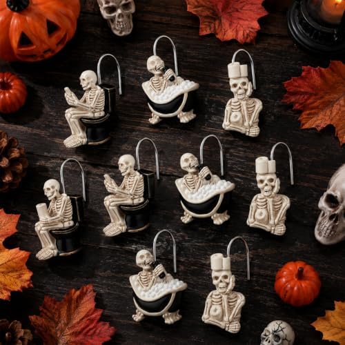 FRIENDISU 12Pcs Halloween Skeleton Shower Curtain Hooks - Image 3