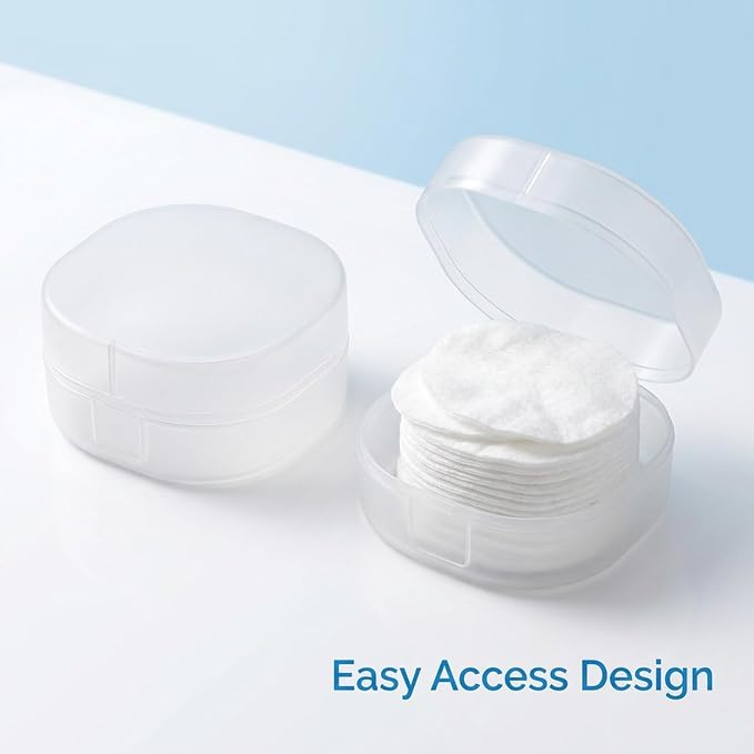 2 Pcs Portable Cotton Round Holder, Small White Plastic Cotton Pad Dispenser - Image 4