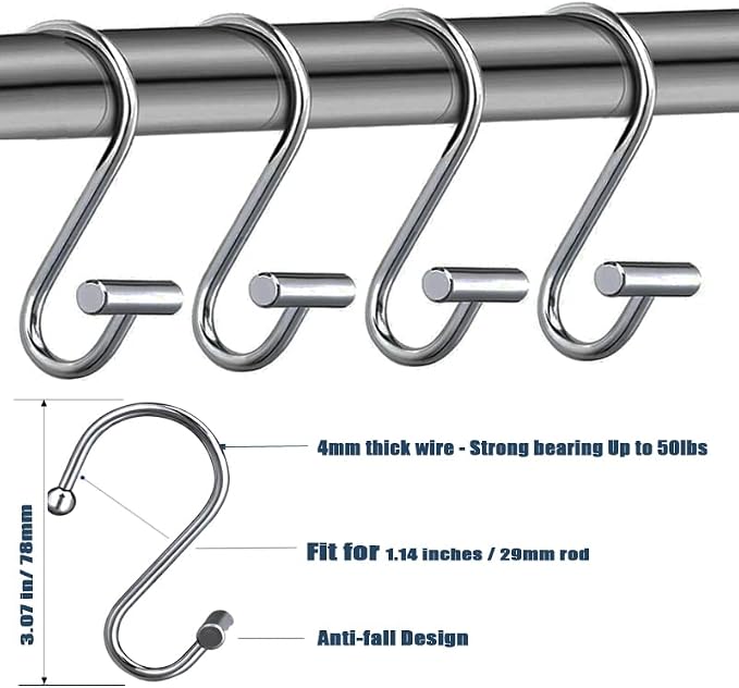 Gracelife Shower Curtain Hooks, T-Bar Decorative Hooks Hangers - Image 4