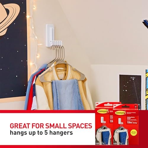 Command Folding Clothes Hanger, Holds up to 5 Hangers 7.5 lb, 1.5lbs per Rung - Image 4