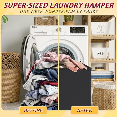 110L Laundry Hamper with Lid, Reinforced Sturdy Large Laundry Hamper with - Image 5