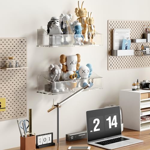 Clear Acrylic Shower Shelves, Adhesive Bathroom Caddy Organizer - Image 6