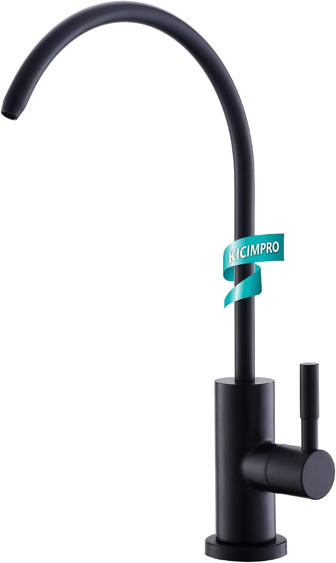 Water Filter Faucet for RO System, Non-Air Gap, Matte Black | Lead-Free SUS304 by KICIMPRO