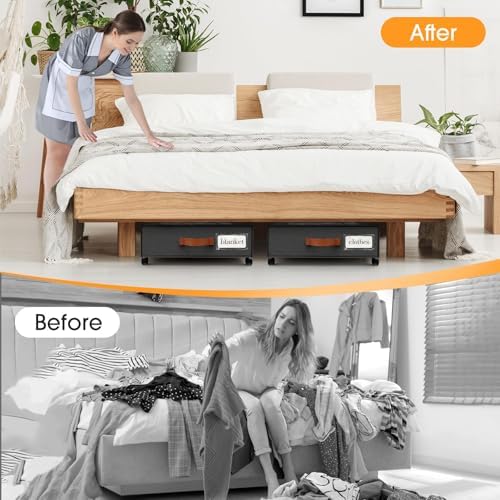 Under Bed Storage with Wheels 2Pack Storage Containers with Clear Window - Image 5