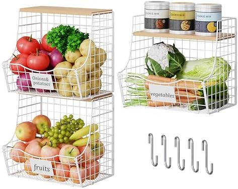 3 Pack Hanging Fruit Basket for Kitchen by Jautokerdar