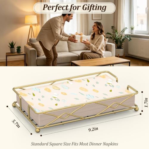 Gold Napkin Basket, Guest Towel Holder & Metal Tray - Image 2