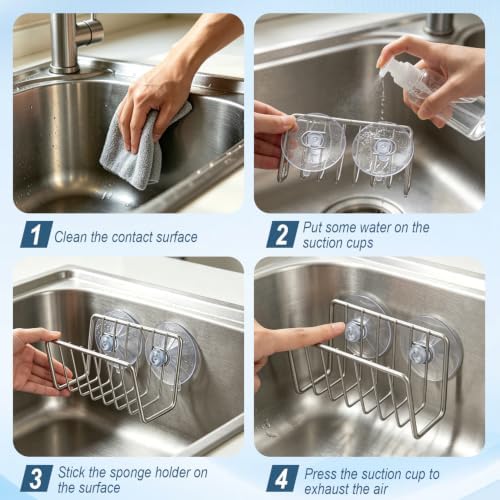 Sponge Holder for Kitchen Sink, Stainless Steel Sink Caddy - Image 5