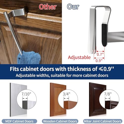 STWWO Over Cabinet Towel Holder, Brushed Dish Towel Rack Bars - Image 3