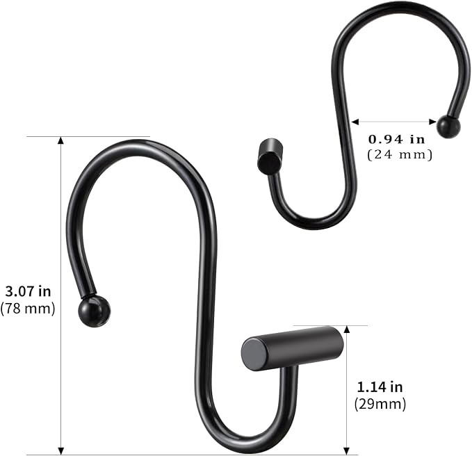 CHICTIE Black Shower Curtain Hooks Rings, Decorative - Image 6