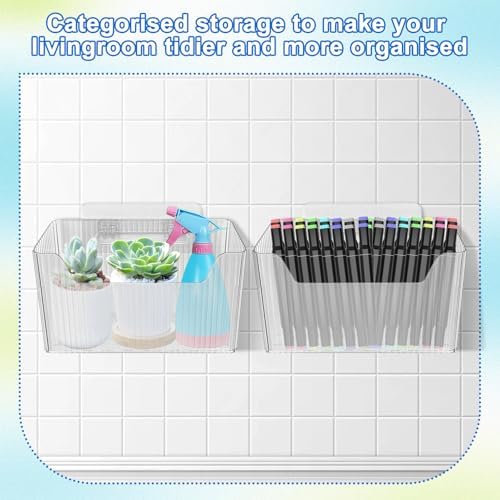 6Pcs Storage Organizer Bins Wall Mounted Organizer Basket Large Size Clear - Image 6