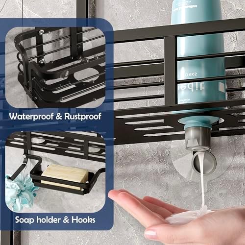 Shower Caddy Hanging, Never Rust Aluminum Shower Organizer, Over Showerhead No - Image 4