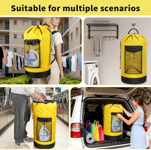 150L Laundry Bag Backpack with 3 Sizes Mesh Wash Bags and Shoulder Straps - Image 7