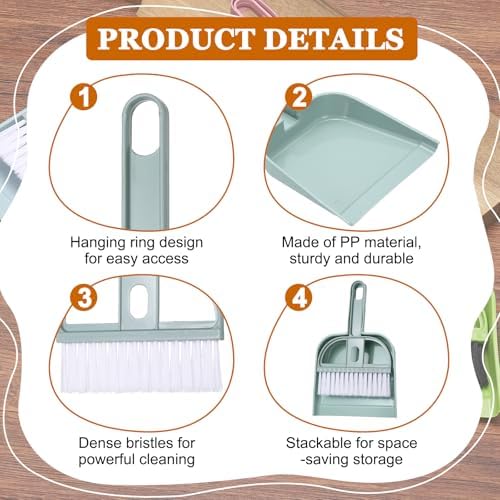 uxcell 2 Pcs Mini Dustpan and Brush Set, Small Broom and Dustpan Set - Image 3