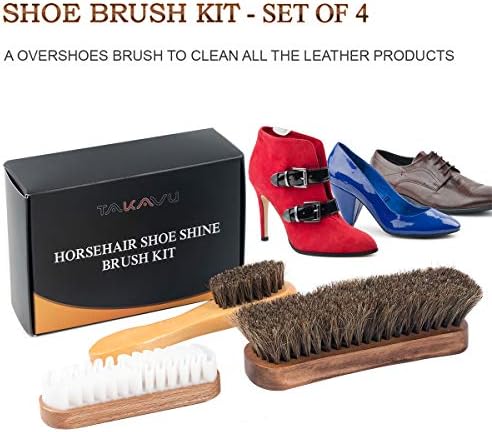 TAKAVU Shoe Shine Kit 4pcs, 100% Horse Hair, Polish & Crepe Suede Brush - Image 7