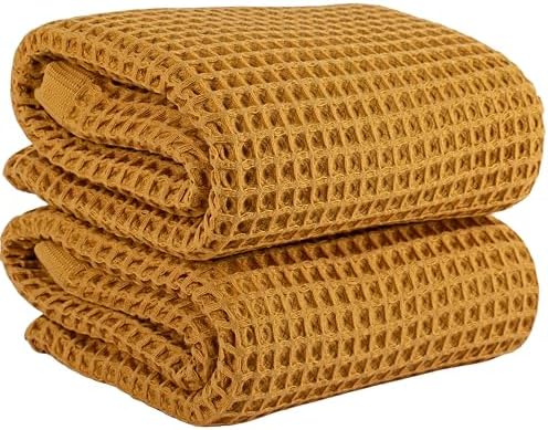 PÜSKÜL Natural 100% Turkish Cotton Waffle Bath Towels Set of 2, Extra-Large by P%C3%BCsk%C3%BClTextile