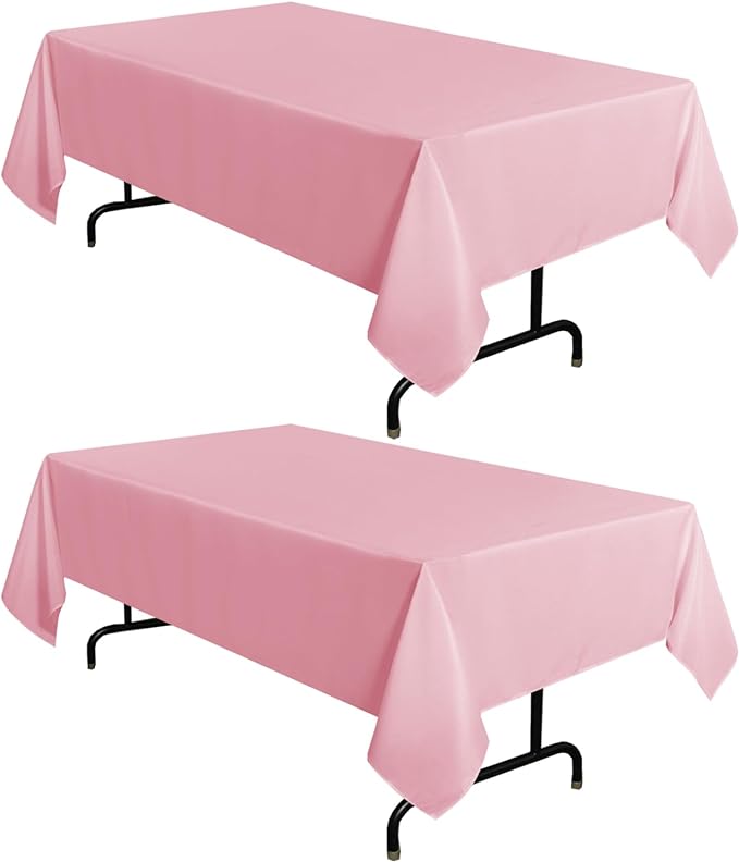 sancua 2 Pack Pink Tablecloth 60 x 102 Inch, Rectangle Table Cloth for 6 Feet Tables - Stain and Wrinkle Resistant Washable Polyester Table Cover for Dining Tables, Valentines Parties