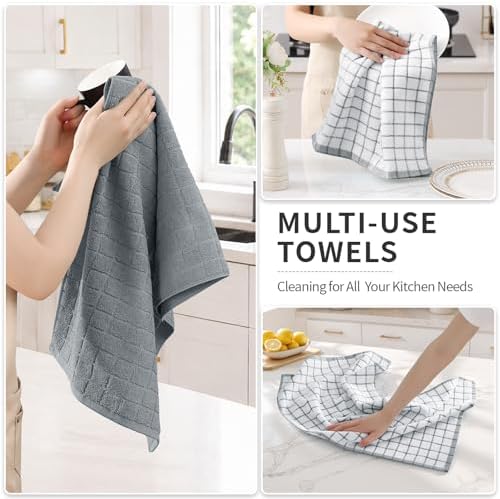 Kitinjoy Premium Kitchen Towels, Large 100% Cotton Terry 390 GSM Kitchen Hand - Image 6