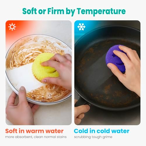 Scrub Sponge Dish Scrubbers, Temperature Controlled Non-Scratch Sponges Pad - Image 2