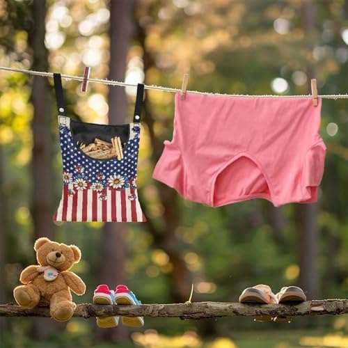 American Flag Clothes Pin Bag Floral Poeny Clothes Pin Hanging Bag Fashion - Image 4