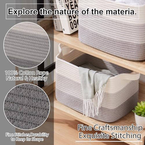 OIAHOMY 30L Storage Basket Large Blanket Basket Living Room Gray 3-Pack - Image 5