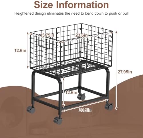 Wire Laundry Hamper Cart, Rolling Laundry Carts - Image 6