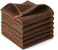 Kitchen Towels 6-Pack Kitchen Dish Cloths, 100% Cotton, 12x12 In, Dark Brown by BOOMIBOO