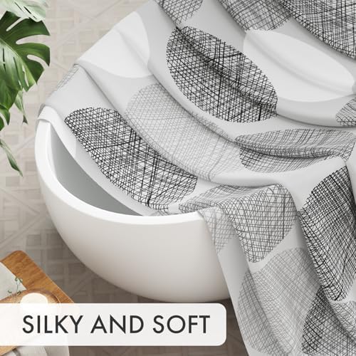 AmazerBath Grey Shower Curtain, Washable Cloth Gray Dots Shower Curtain Sets - Image 2