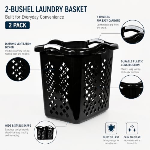 Laundry Basket 2 Pack 2 Bushel Plastic - Image 4