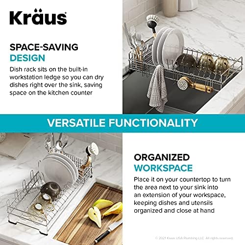 Kraus Workstation Kitchen Sink Dish Drying Rack Drainer and Utensil Holder - Image 4