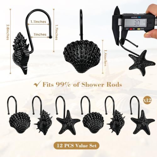 Metal Seashell Shower Curtain Hooks, Rust-Resistant Hooks - Image 3
