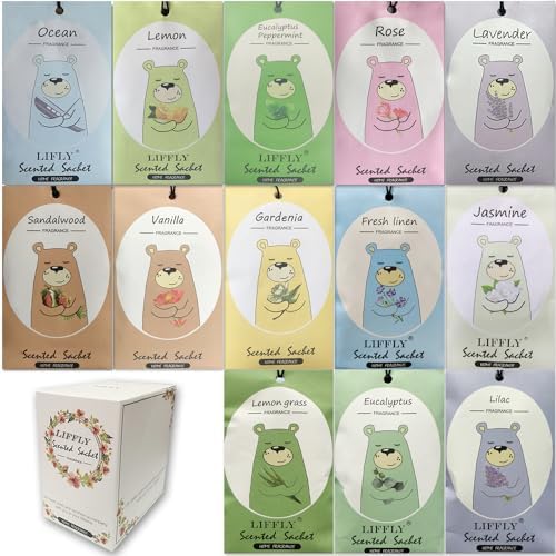 14 Packs Scented Sachets Bags for Drawers and Closets 13 Scents Gift Box by LIFFLY
