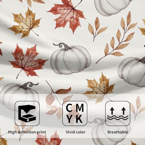 Orange Leaves Pumpkin Fall Bathroom Towels Set Autumn Maple Leaves Hand Towels - Image 3