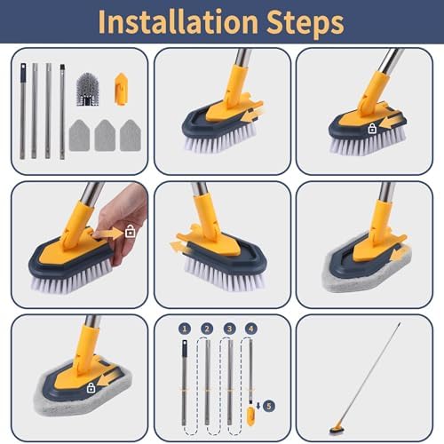 BOOMJOY Tub Cleaner Brush with Long Handle, No Scratch Shower Cleaning Brush - Image 4
