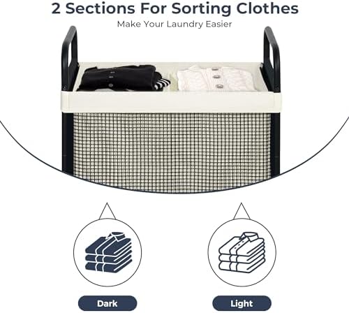 STO STO Laundry Hamper 2 Section, 100L Rolling Laundry Sorter Cart - Image 5
