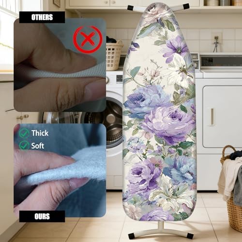Nuxovilar Blue Purple Floral Ironing Board Cover 15x54 Cotton - Image 4
