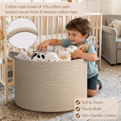 INDRESSME 115L Extra Large Woven Wicker Blanket Basket Living Room - Image 3