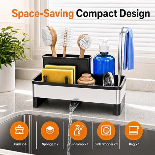 Laveshop Sponge Holder for Kitchen Sink, Rustproof Stainless Steel Sink Caddy - Image 2