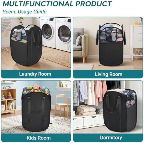 100L Collapsible Laundry Baskets, Easy Carry Foldable Clothes Hamper - Image 7
